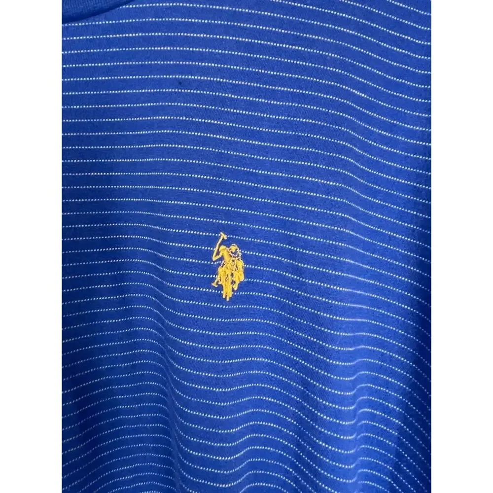 US Polo Striped Mens Tee XXL Blue Crewneck Short Sleeve Preppy Casual T-Shirt